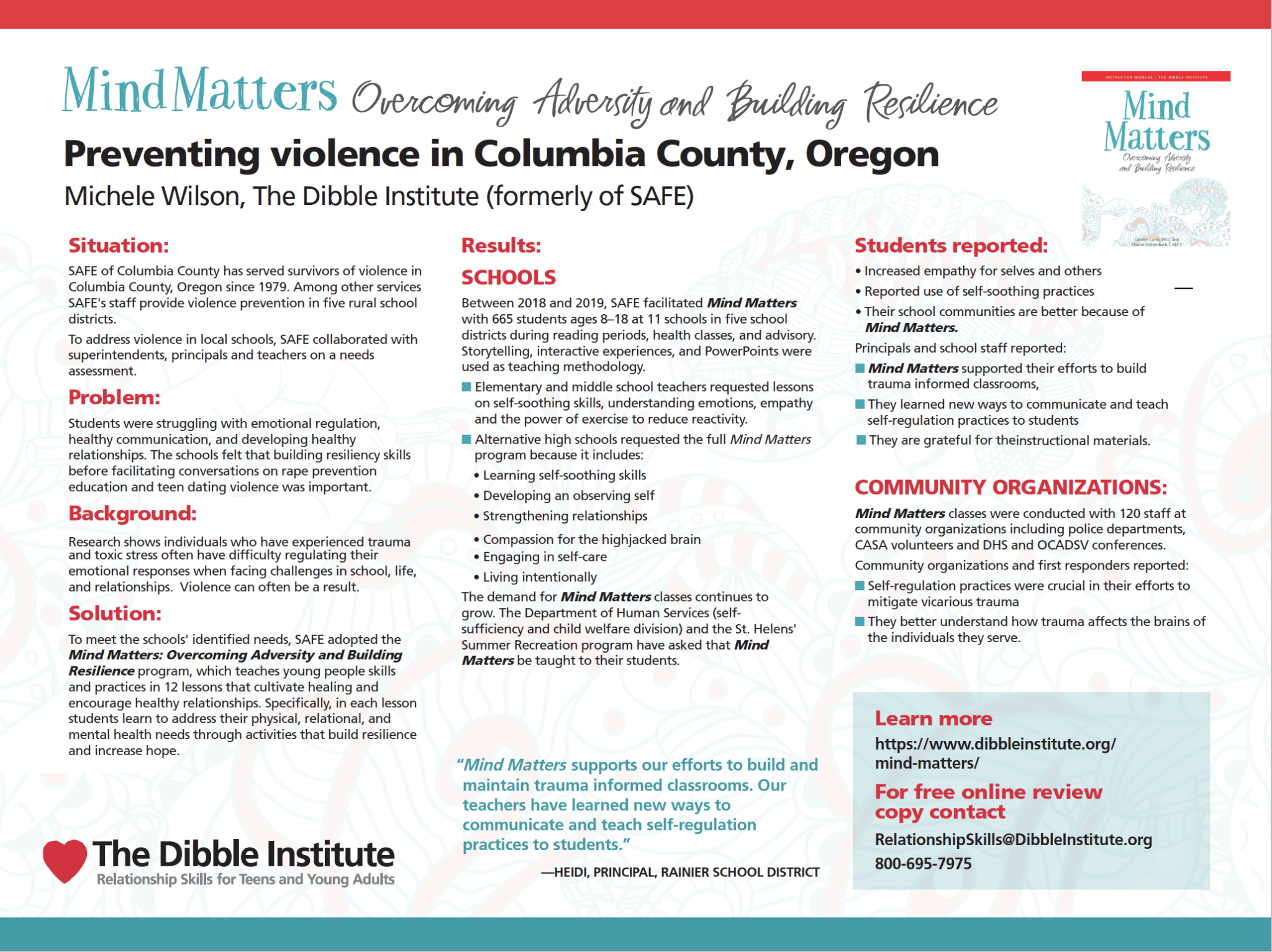 Mind Matters Program The Dibble Institute